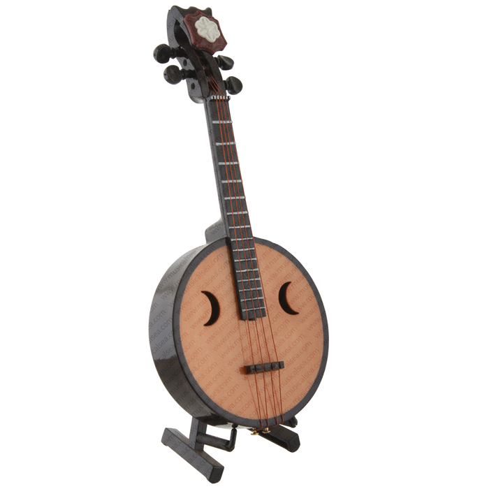 Miniature Orange Ruan Musical Instrument Replica Gift